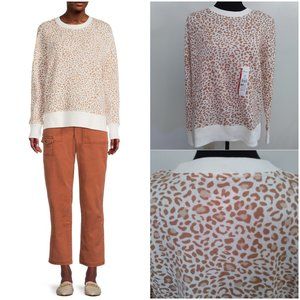 New Women's Medium Sweatshirt Cheetah Animal Print Top Shirt